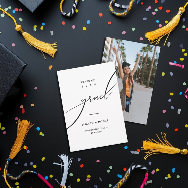 Class of 2026 Modern Script Photo Graduation  Announcement (Creator Uploaded)
