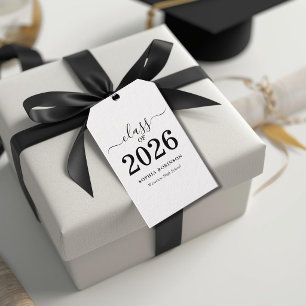 Class of 2026 Modern White Black Graduation Gift Tags