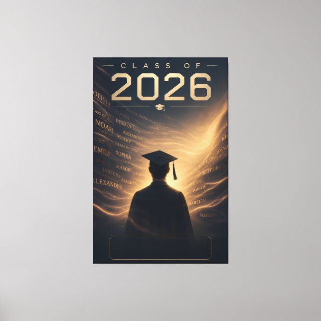 Class of 2026 Personalised Name Grad Design Canvas Print (Front)
