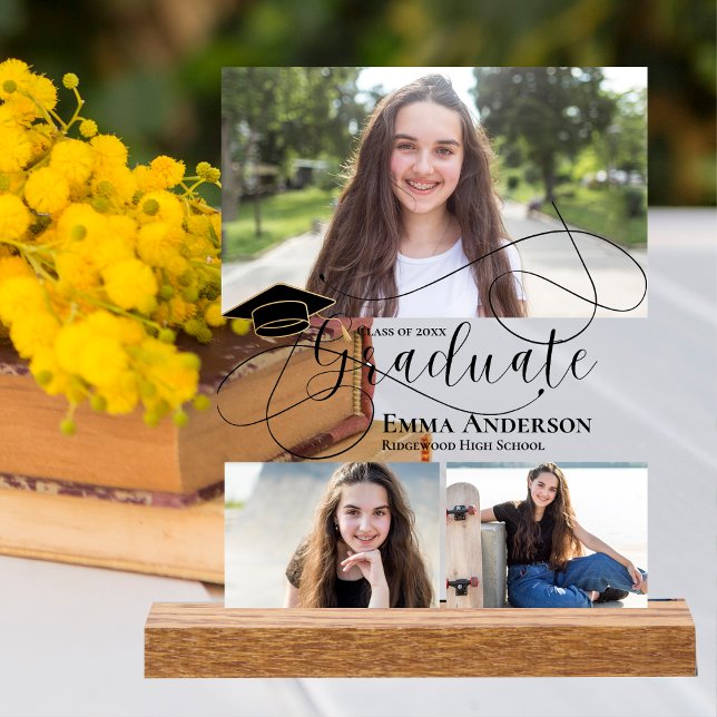 Class of 2026 Photo Graduate Script Keepsake Gift Acrylic Sign (Class Of 2025 Multi Photo Graduate Announcement Acrylic Sign)