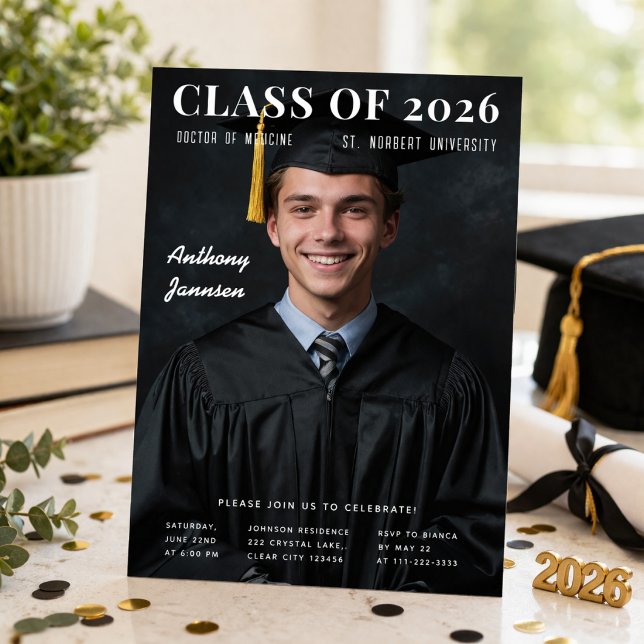 Class of 2026 Photo Graduation Invite (Class of 2026 graduation photo invitation with modern layout and elegant styling)