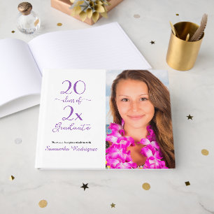 Class Of 2026 Photo Purple Pattern Graduation Guest Book