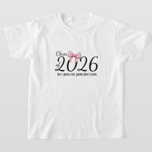 Class of 2026 Pink Bow Graduation T-Shirt