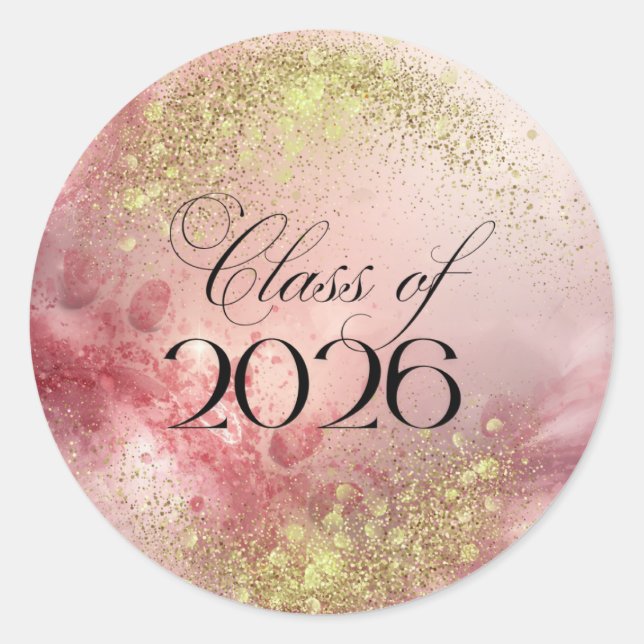 Class of 2026 - Pink & Gold Sparkle Stickers (Front)