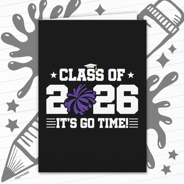 Class of 2026 Purple Cheer Graduation It’s Go Time Card (Creator Uploaded)