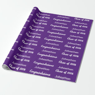 Class of 2026 Purple Congratulations Grad's Name Wrapping Paper