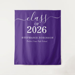 Class of 2026 Purple Graduation Backdrop Prop Tapestry