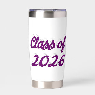 Class of 2026 purple script graduation insulated tumbler