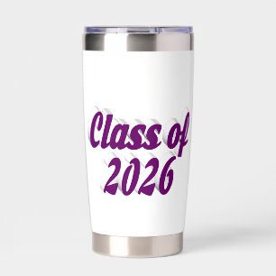 Class of 2026 purple text graduation insulated tumbler
