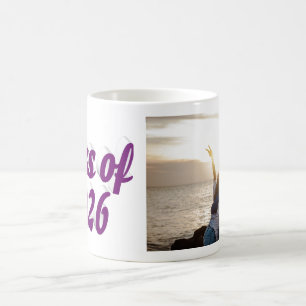 Class of 2026 purple text graduation photo  coffee mug