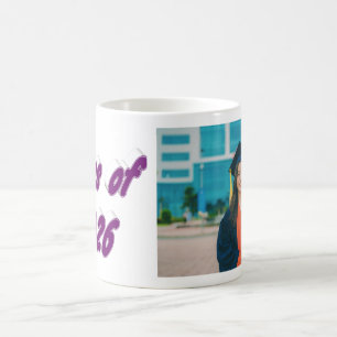 Class of 2026 purple typography graduation photo coffee mug