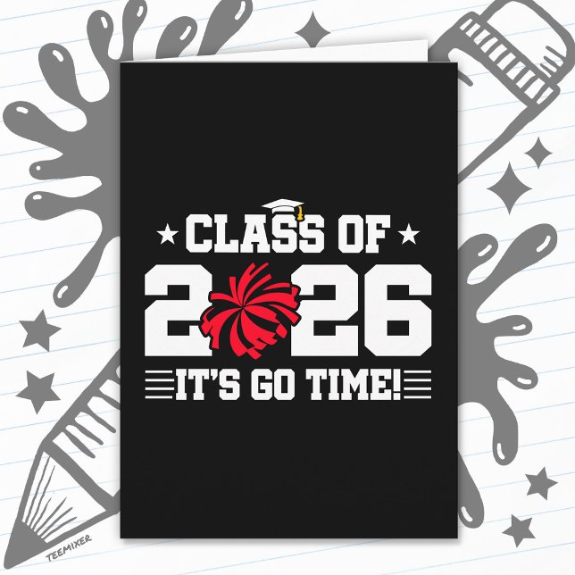 Class of 2026 Red Cheer Graduation It’s Go Time Card (Creator Uploaded)
