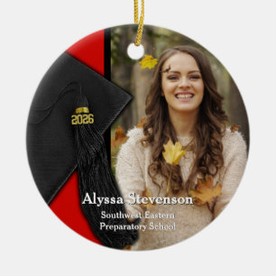 Class of 2026 Red Tassel Dignified Graduation Ceramic Tree Decoration