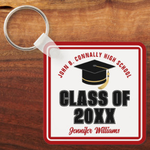 Class of 2026 Red White Personalised Graduate Gift Key Ring
