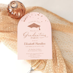 Class of 2026 Rose Gold Confetti Graduation Invite