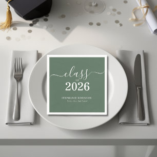 Class of 2026 Sage Green Modern Graduation Party Napkin