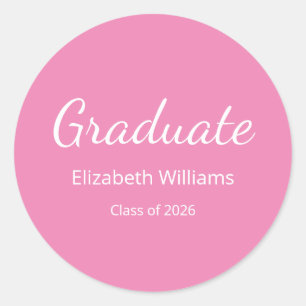 Class of 2026 Script Girly Pink Graduation  Classic Round Sticker