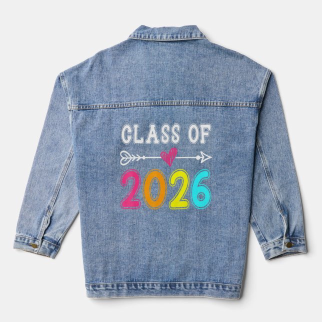 Class Of 2026 Senior 2026 Grow With Me School Grad Denim Jacket (Back)