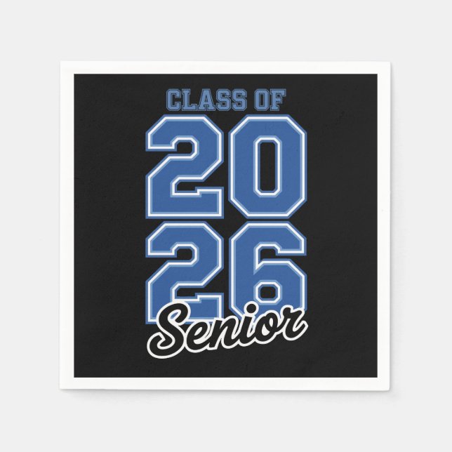 Class Of 2026 Senior Blue Graduation Graduate Napkin (Front)