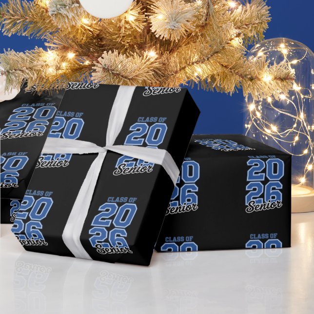 Class Of 2026 Senior Blue Graduation Graduate Wrapping Paper (Holidays)