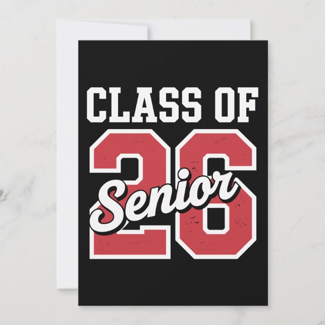 Class Of 2026 Senior Red Graduation 26 Graduate Invitation (Front)