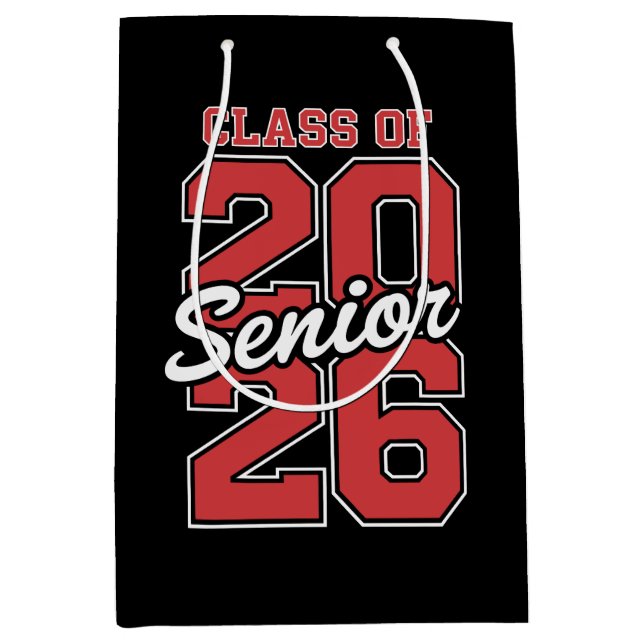 Class Of 2026 Senior Red Graduation 26 Graduate Medium Gift Bag (Front)