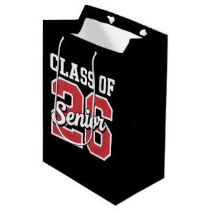Class Of 2026 Senior Red Graduation 26 Graduate Medium Gift Bag