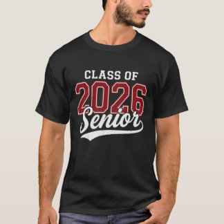 Class of 2026 Senior Vintage Collegiate Typography T-Shirt