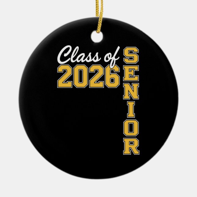 Class Of 2026 Senior Yellow Graduation Graduate Ceramic Tree Decoration (Front)