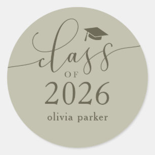 Class of 2026 Simple Graduation Party Favour Classic Round Sticker