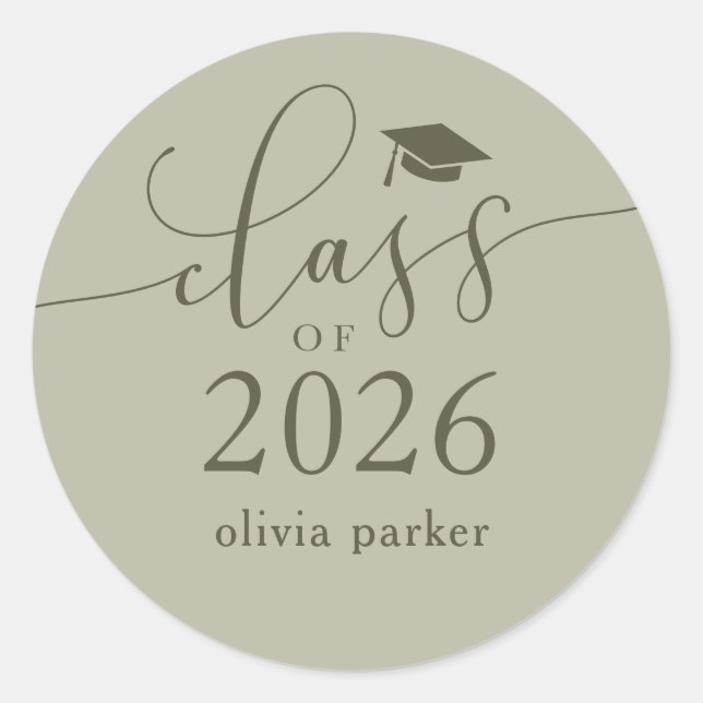 Class of 2026 Simple Graduation Party Favour Classic Round Sticker (Front)