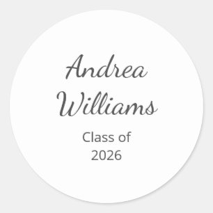Class of 2026 Simple Graduation Return Address Classic Round Sticker