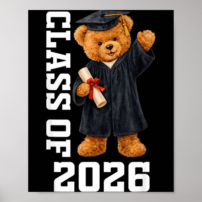 Class of 2026 teddy bear senior graduation day poster (Front)