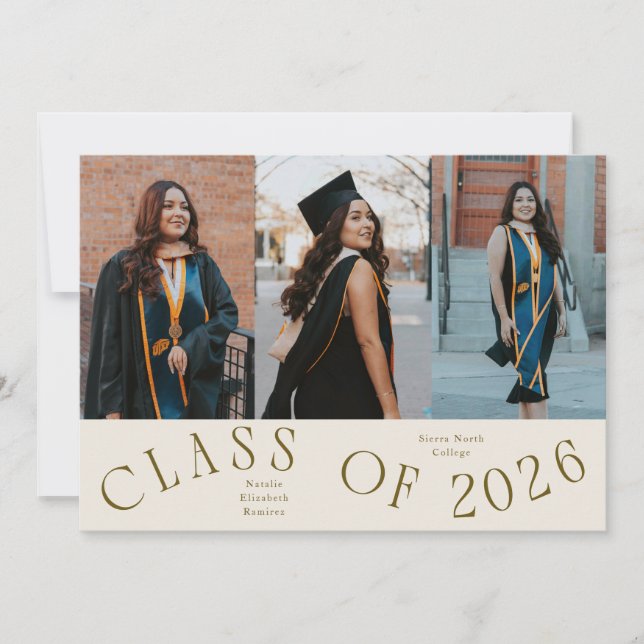 Class of 2026 Typography Grad Photo Cream Announcement (Front)