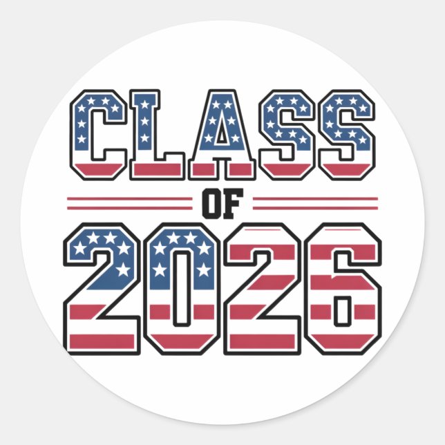 Class of 2026 USA Flag Graduation Classic Round Sticker (Front)