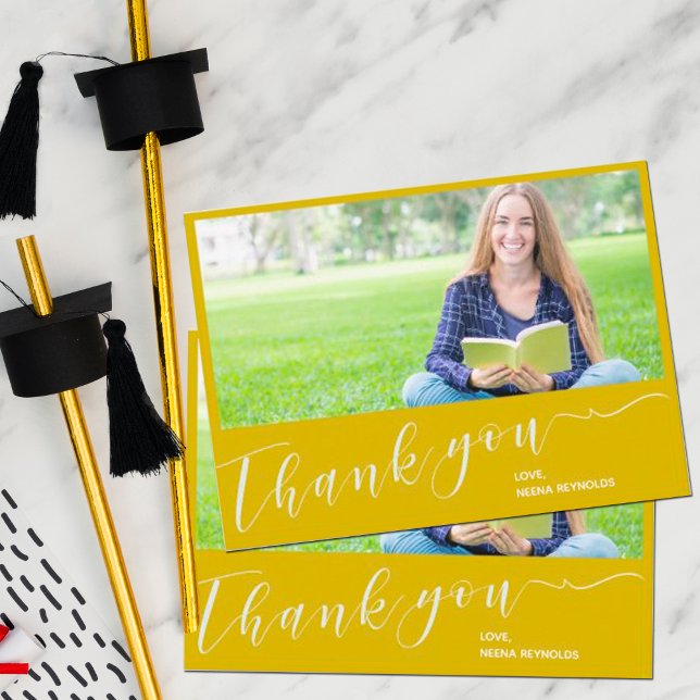 Class of 2026 Yellow Photo Graduation Thank you Postcard (Creator Uploaded)