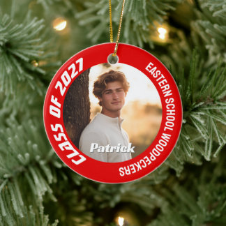 Class of 2027 Customisable School Senior Photo Ceramic Tree Decoration