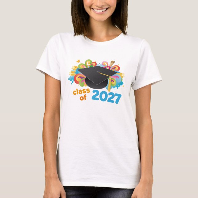 Class of 2027 Graduate Hat Gift Idea T-Shirt (Front)