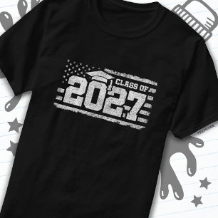 Class of 2027 Graduation American Flag Senior 2027 T-Shirt