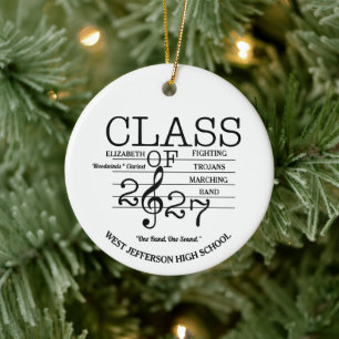 Class of 2027 Marching Band Music Ceramic Tree Decoration
