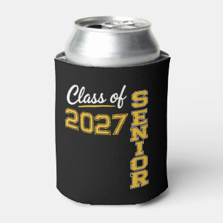 Class Of 2027 Senior 27 Yellow Gold Graduation Can Cooler