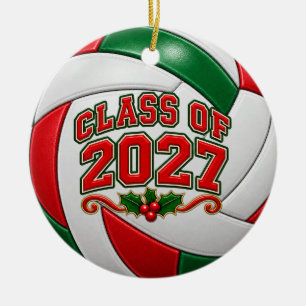 Class of 2027 Volleyball Graduation Christmas Orna Ceramic Tree Decoration