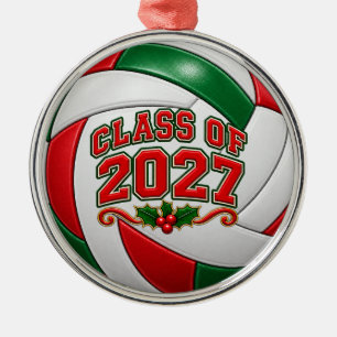 Class of 2027 Volleyball Graduation Christmas Orna Metal Tree Decoration