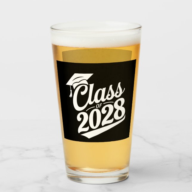 Class Of 2028 Proud Graduate Graduation Glass (Front Filled)
