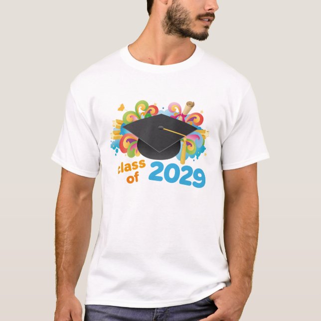 Class of 2029 Graduate Hat Gift Idea T-Shirt (Front)
