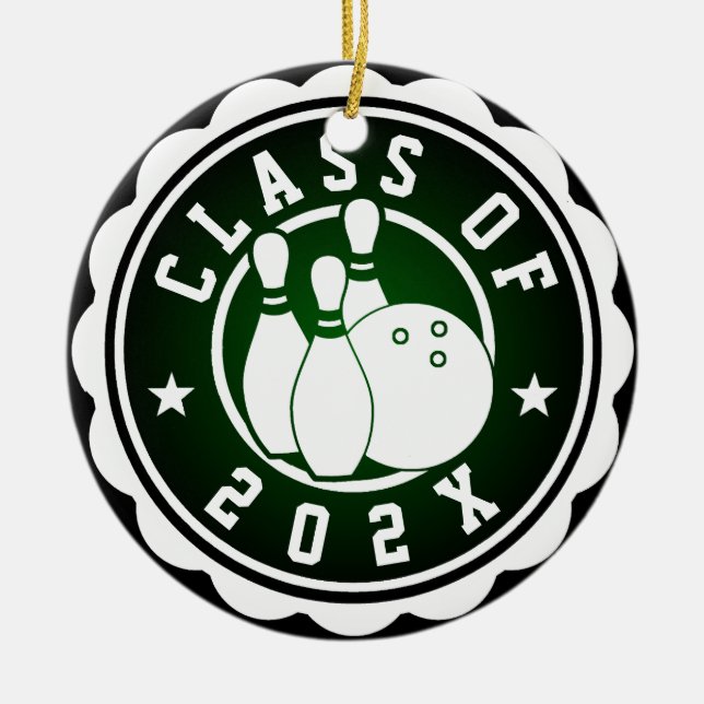 Class of 202X Bowling Team Ceramic Tree Decoration (Front)