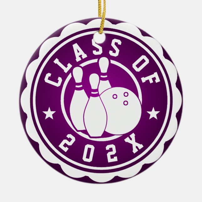 Class of 202X Bowling Team Ceramic Tree Decoration (Front)