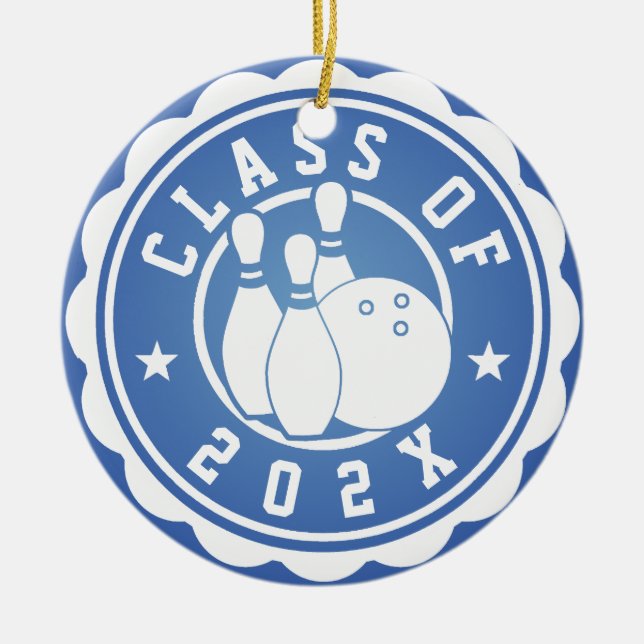 Class of 202X Bowling Team Ceramic Tree Decoration (Front)