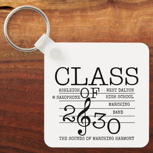 Class of 2030 Marching Band Graduate Inspirational Key Ring (Front)