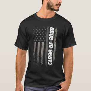 Class of 2030 Senior 2030 Graduation American Flag T-Shirt